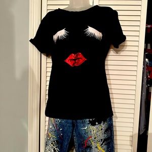 Face T shirt Eye Winking Eyes and Lips